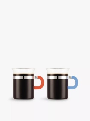 Bodum Chambord Coffee Tea Cups Glasses Set of 2 Coral/Blue MoMA Design Store