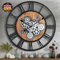 Lafocuse 57Cm Vintage Wanduhr GroßE Mit Beweglichen ZahnräDern, Industriell Stea