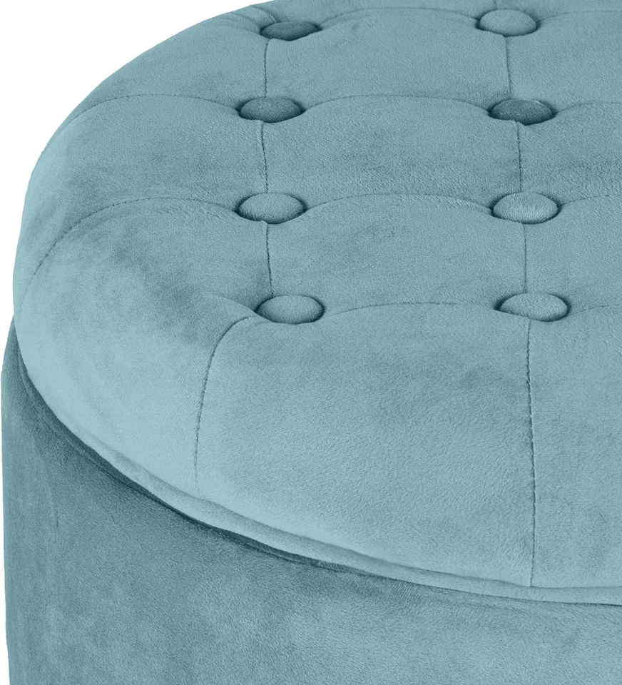Home Decor | Upholstered round Velvet Tufted Foot Rest Ottoman | Ottoman with St - Image 4 of 4