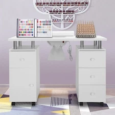 Manicure Table Nail Desk Salon Workstation w/ Dust Collector,Wrist Rest, Drawers