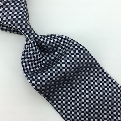 Charvet France Tie Black Gray Silver Checkered Woven Men Luxury Necktie  Silk L3