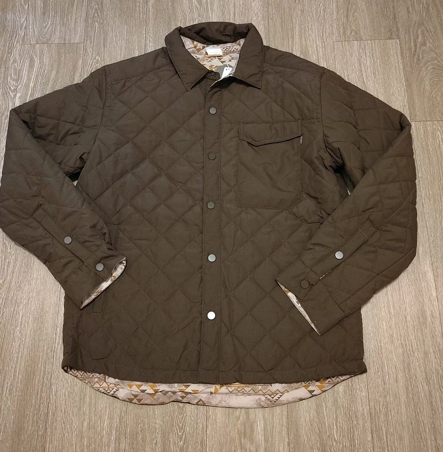& Lore By Tahoe River Men's Reversible Coat Large Snap Buttons Brown Outerwear  image 13