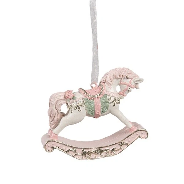 Schaukelpferd Hänger Weihnachten Weihnachtsdeko  Rosa Clayre & Eef 8 x 2 x 7 cm - Bild 3 von 3