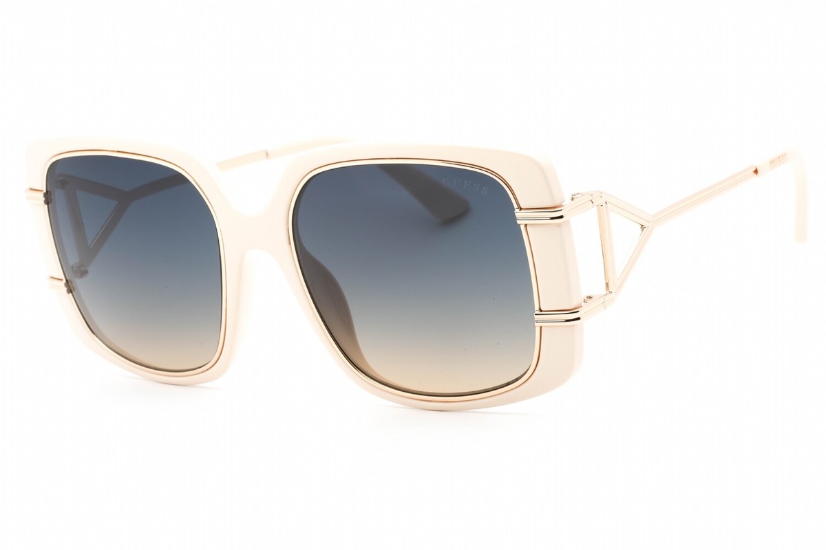 GUESS GU7854 25W Sunglasses Ivory Frame Gradient Blue Lenses 57 Mm  