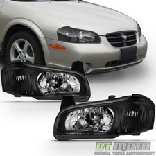 For 2000-2001 Maxima Black JDM Headlights Headlamps Replacement 00-01 Left+Right