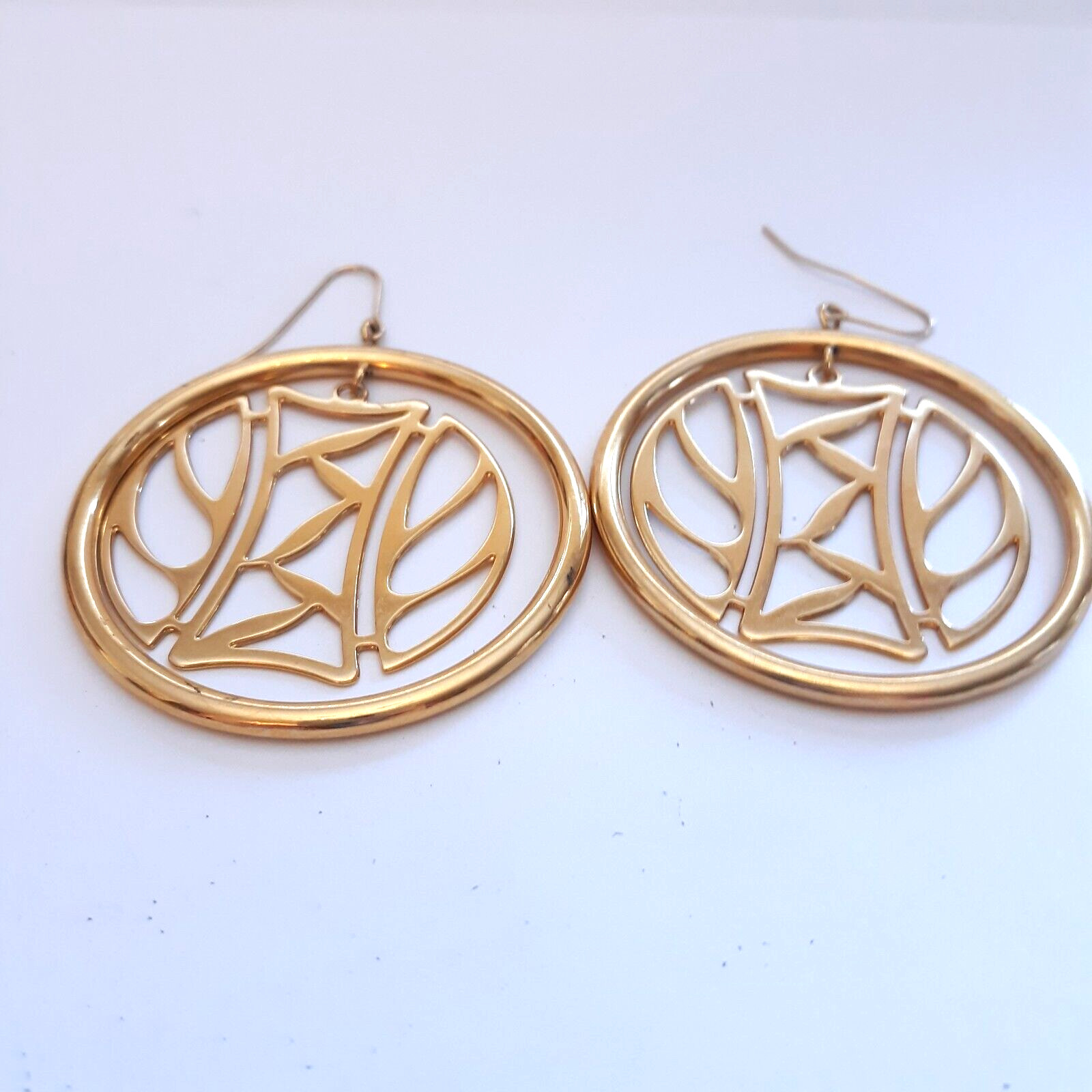 Vintage Monet Statement Two Dimensional Hoop Earr… - image 8