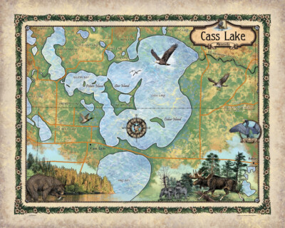 Cass Lake Minnesota Map Art - Map Poster for House Decor - Great Lakes Map Gift