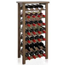 Bamboo Wine Rack 28 Bottles Display Holder With Table Top 7tier Free Standing St