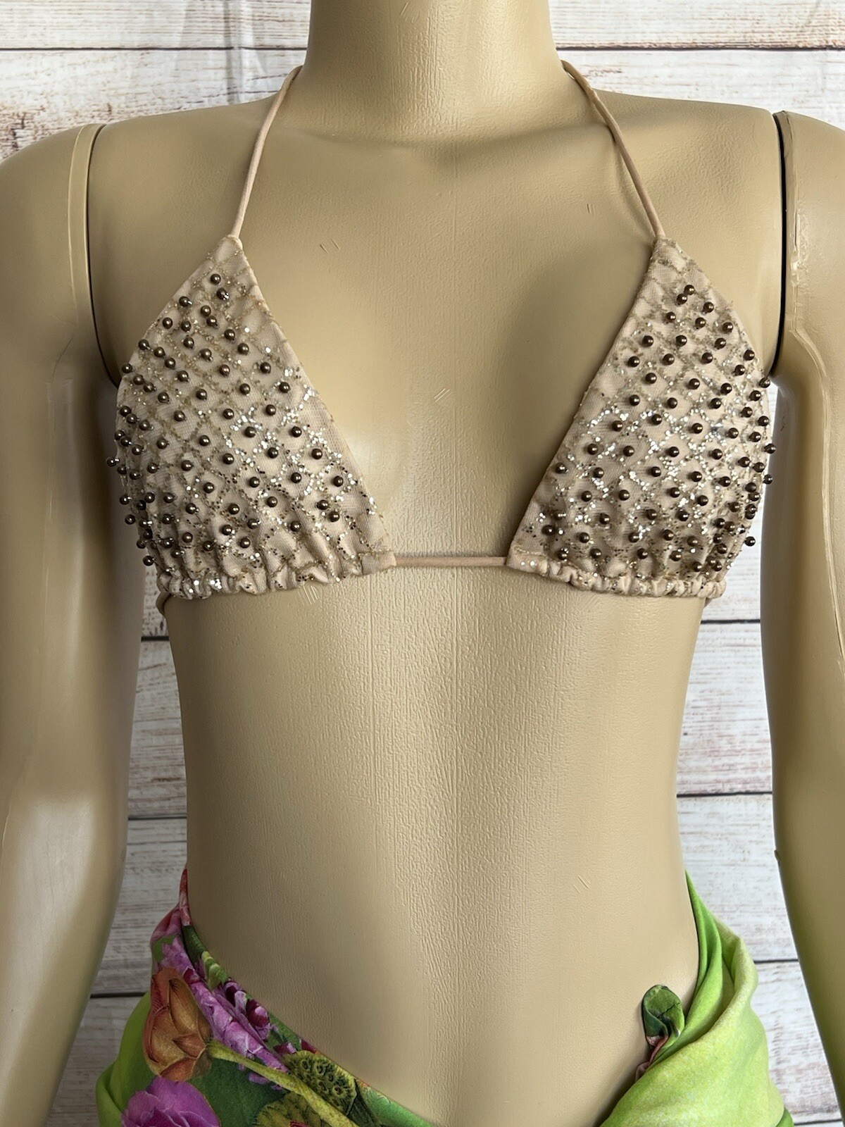 Oh Polly Women Beige Bikini Top Size XS