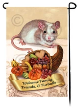 Thanksgiving Garden Flag - Tan and White Pied Rat 171I
