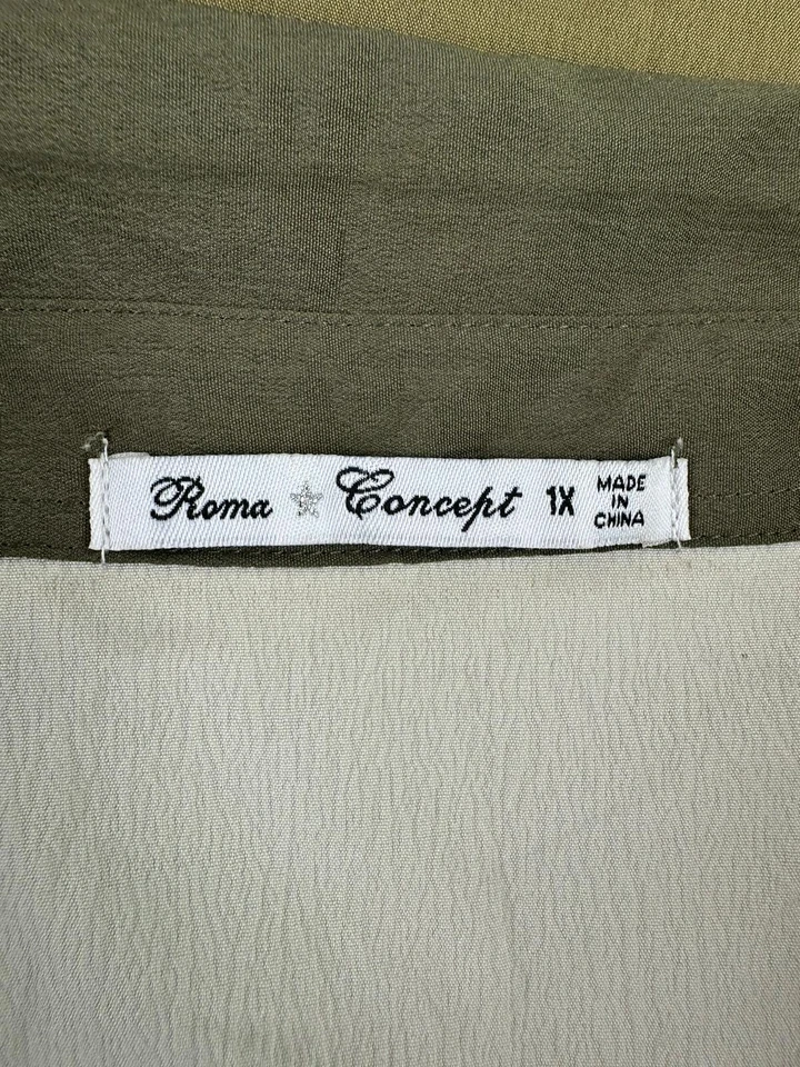 Roma Concept Mens Multicolor Green Button-Up Short Sleeve Shirt Size 1X - Image 3 of 3