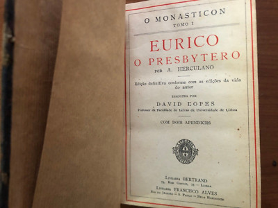 Rarissimo libro Eurico o Presbytero di Alexandre Herculano Tomo