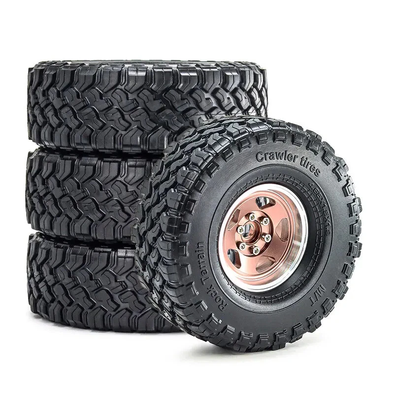 4pcs 120mm 1.9" Metal Beadlock Wheel Rim Rubber Tire Set for 1/10 RC Crawler Car - Image 3 of 4