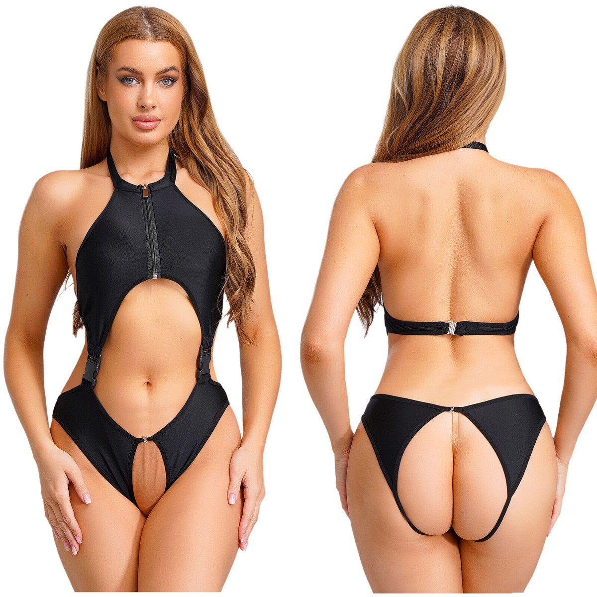 Womens One Piece Swimsuit Monokini Halter Laceup High Cut Leotard Lingerie Suit | eBay Womens One Piece Swimsuit Monokini Halter Laceup High Cut Leotard Lingerie Suit | eBay