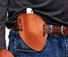 GENUINE LEATHER HAND CRAFTED BELT SHEATH HOLSTER FOR FOLDING BLADE KNIVES 1307
