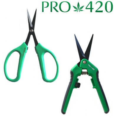 PRO 420 Bud Trimming Scissors-2 PACK-Spring Loaded & Bonsai Scissors for Harvest