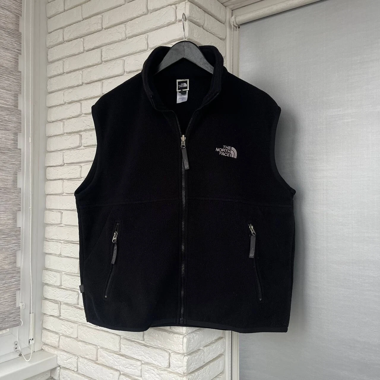 Vintage North Face Fleece Vest Polartec Full Zip Black Mens Size M