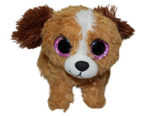 Walmart Plush Mini Dog Tan Brown Pink Sparkle Eyes Stuffed Animal Toy 5" FLAW