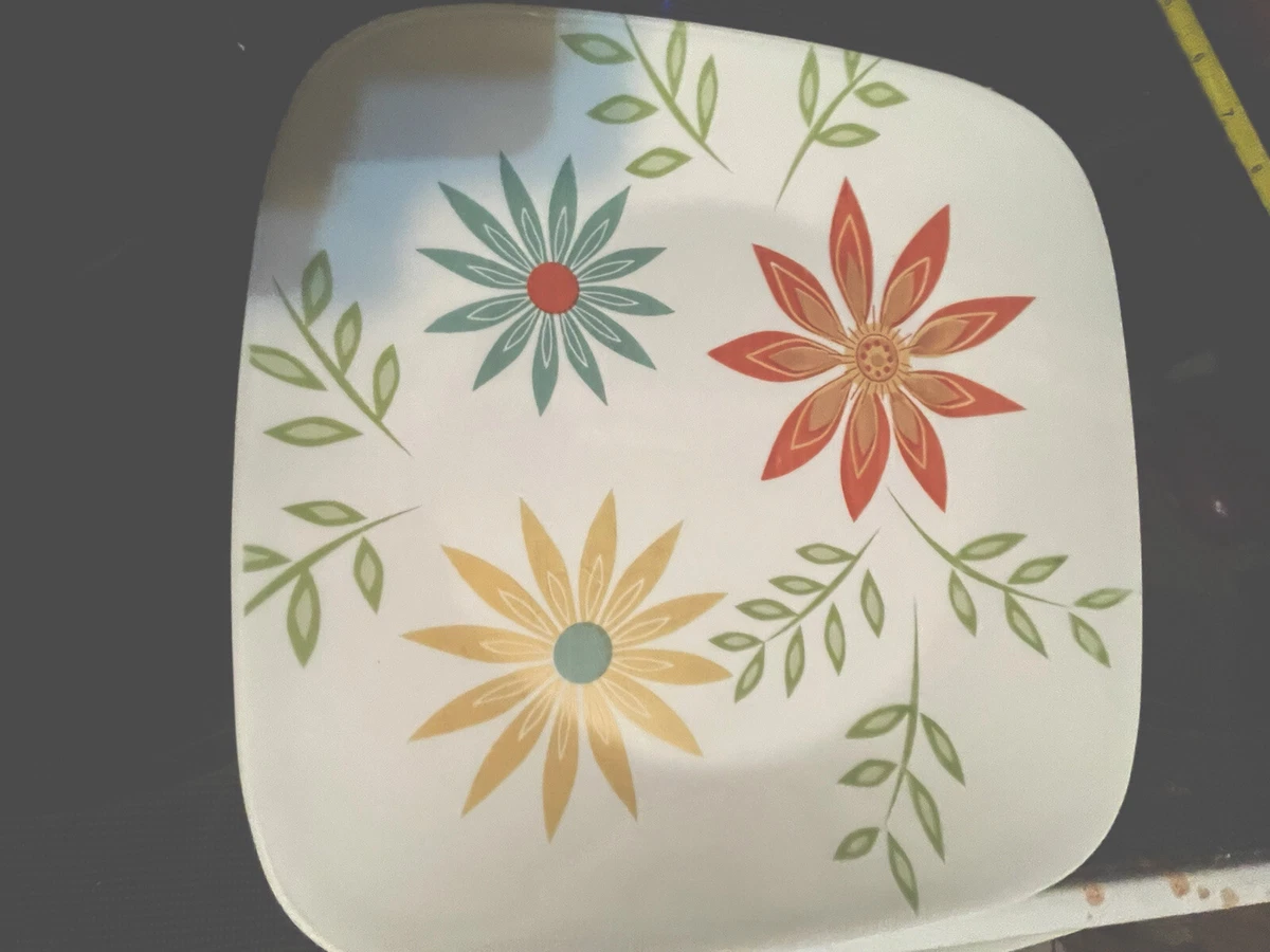 Corning Corelle Vitrelle Happy Days Flower 10.5 Square Dinner