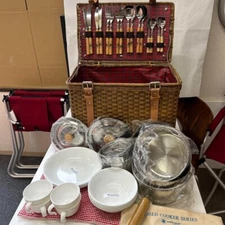 Vintage Snow Peak Camping Basket Set Picnic Coller Interior Accessories Rare