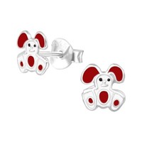 1 Paar Ohrringe Ohrstecker 925 Sterling Silber Hase In Rot
