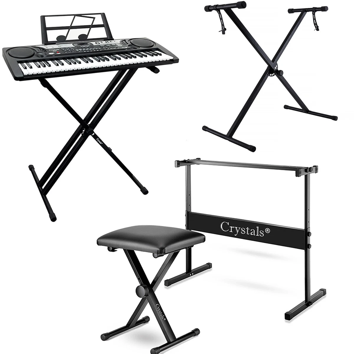 Double Braced Height Adjustable X Frame Music Piano Keyboard Stand