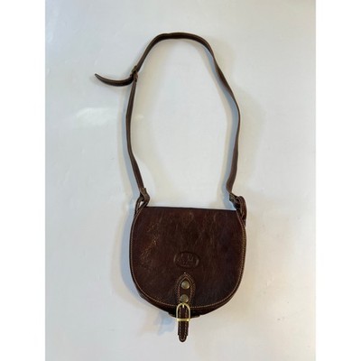 Firenze Leather Crossbody Bag Purse Brown Belt Closure Italy Handmade VTG 