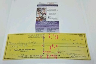 Joe Frazier Autographed Bank Check Pro Boxing Champion JSA COA