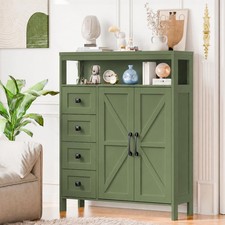 Farmhouse Storage Cabinet 2 Door 4 Drawer Kitchen Bathroom Living Room Green