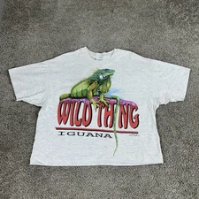 Vintage Wild Thing Iguana Shirt Mens Extra Large Gray Hanes Beefy T 90s USA