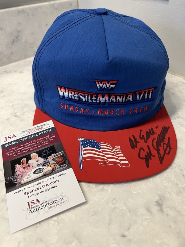 Sgt Slaughter JSA Autographed Signed WWF WWE WrestleMania Hat Cap Hulk Hogan WCW