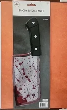 Halloween Plastic Bloody Splatter Cleaver Prop 13 Inch Realistic Safe New w/Tags