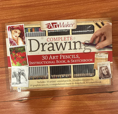 ArtMaker Complete Drawing Pencil Set w/ 30 Art Pencils, Book & Sketchbook