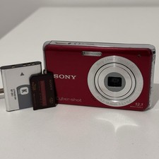 sony cybershot dsc-w190 compact digital camera red TESTED w/ battery SD card