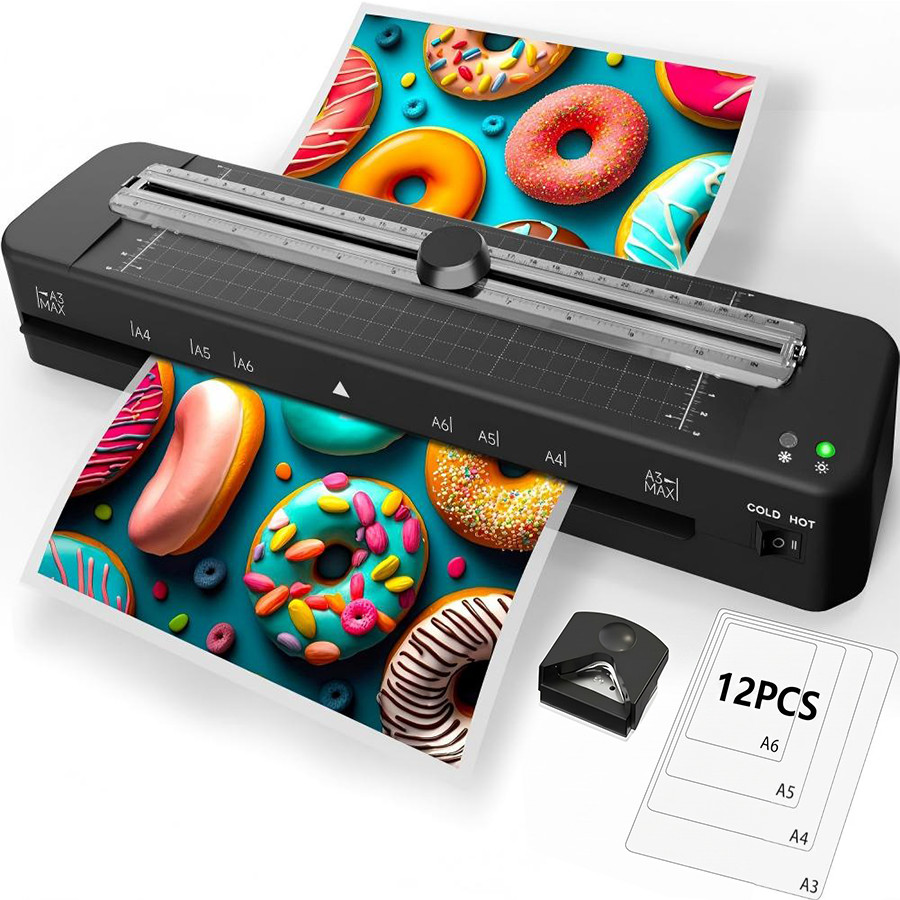 13 Inch Laminator Machine 12 Sheets Built-in Paper Cutter & Corner Rounder