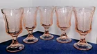5 Vintage Indiana Glass MADRID Pink Depression Recollection Footed Goblet