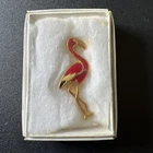 Vintage Pink Flamingo Enamel Pin Costume Jewelry