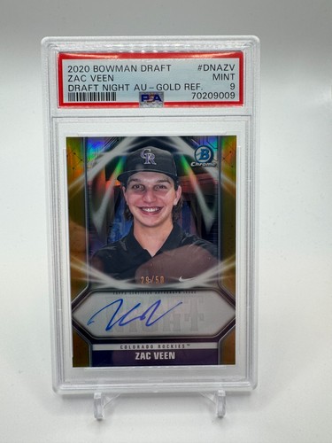 Zac Veen 2020 Bowman Chrome Auto GOLD  /50 Refractor Draft Night PSA 9