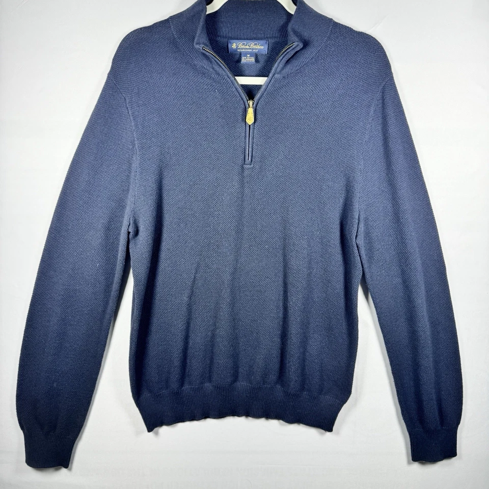 Suéter Vintage Polo Ralph Lauren Pima Algodón/Cachemira 1/4 Cremallera Azul Talla Mediana Foto 2 de 4