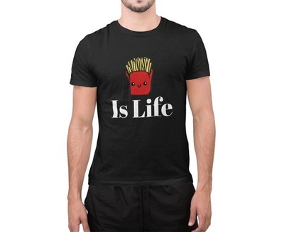 Lustiges Cartoon Junk Food Chips ist Leben T-Shirt