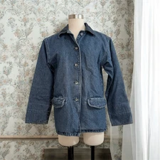 Vintage Cherokee Denim Barn Jean Coat Jacket Small Plaid