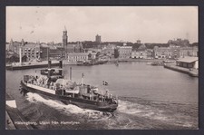 Vintage postcard Helsingborg Sweden harbor view steamboat town hall