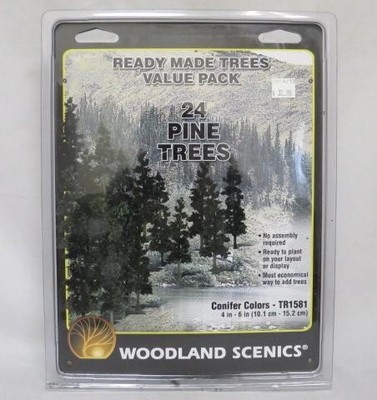 Woodland Scenics CONIFER COLORS TREES Pack (24) 4''-6'' Trees #T1581 (NEW) 1997