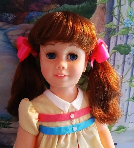 VINTAGE 20" CHATTY CATHY HF AUBURN PIGTAILS DOLL IN NURSERY SCHOOL OUTFIT