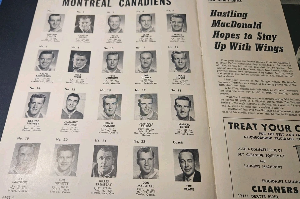 60-61 Detroit Red Wings VS Montreal Canadiens Program 🔥🔥🔥 Excelente Estado - Imagem 4 de 4