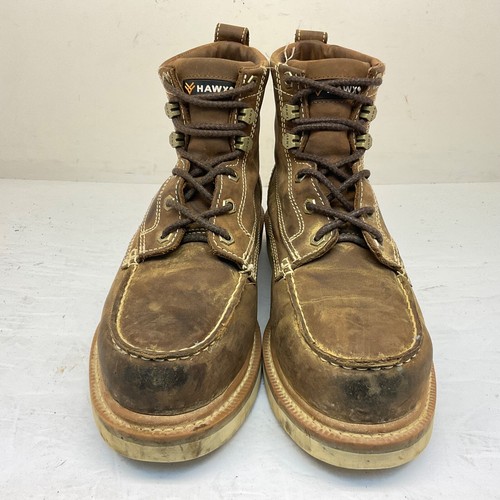 Hawx Men's 6" Wulm-4 Grade Moc Toe Work Boots 559781 Brown-Leather Size 8D - 第 2/8 張圖片