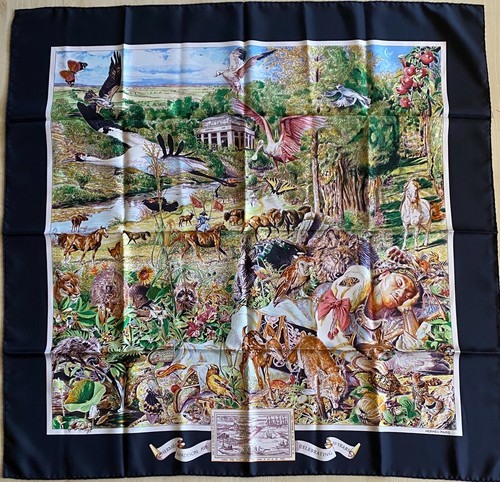 HERMES SILK SCARF MADISON AVENUE 10 YR Anniversary LIMITED ED KERMIT OLIVER  | eBay