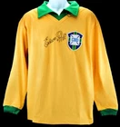 1962 Pele Signed Brazil World Cup Soccer Jersey Long Sleeve BAS