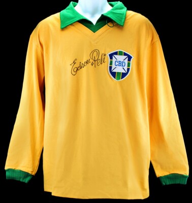 1962 Pele Signed Brazil World Cup Soccer Jersey Long Sleeve