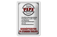 Blechschild Spruch 12X18 Cm Firma Papa Gmbh 24 Std TäGlich Deko Schild